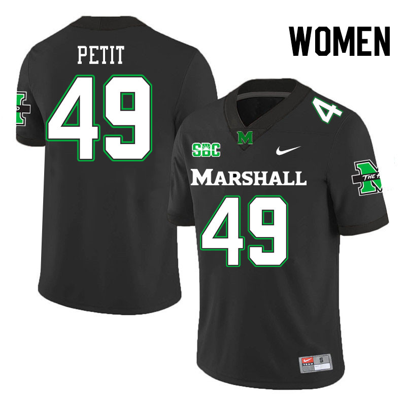 Women #49 Drew Petit Marshall Thundering Herd SBC Conference College Football Jerseys Stitched-Black